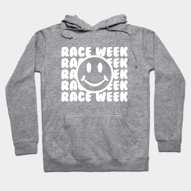 Race Week Smiley Face Design Hoodie by DavidSpeedDesign